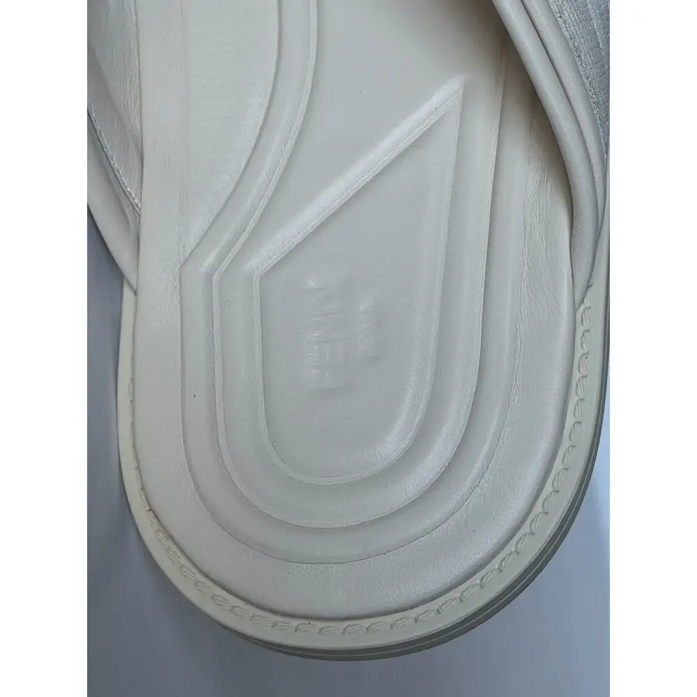 Fendi Men's FF Leather/Fabric Ivory Slide Sandals 12 US/11 UK IT 7X1548 NIB $730